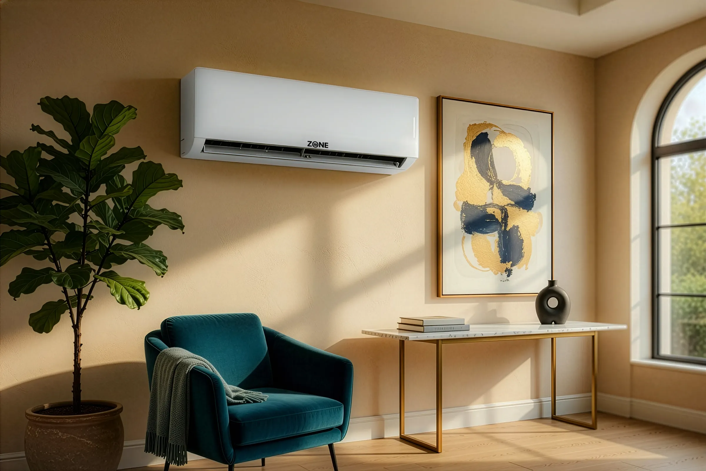 Zone Air mini split installed in a beautiful living room