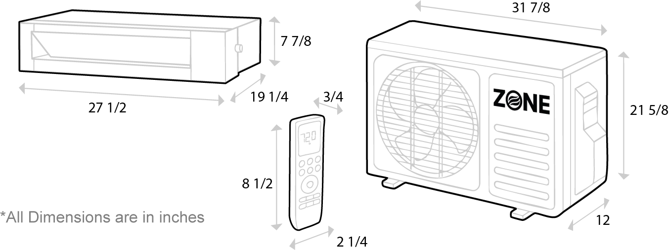 Concealed Unit Dimensions